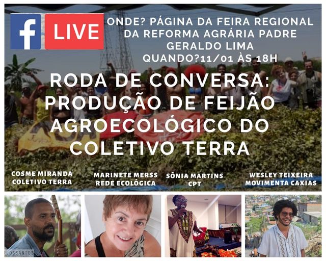 Roda de Conversa sobre a Produção de Feijão Agroecológico do Coletivo Terra - dia 11 jan - 2a f - às 18h