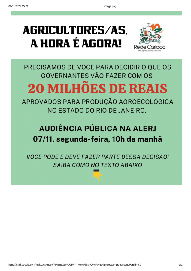 Audiência Pública na ALERJ - Defendendo recursos para produção sustentável de base agroecológica no Rio de Janeiro